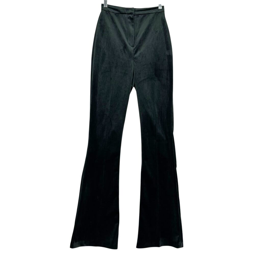 ASOS Design Green Velvet Flare High Rise Dress Pants 2 Tall Glam Business Casual